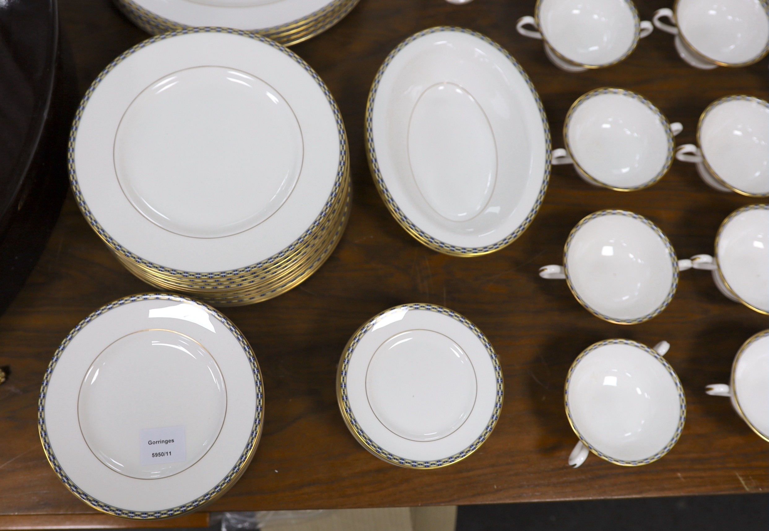 A Royal Worcester Francesca pattern dinner service, settings for 12 persons.